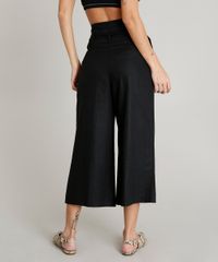 Calca-Pantacourt-Feminina-em-Linho-com-Faixa-para-Amarrar-Preta-9357653-Preto_2