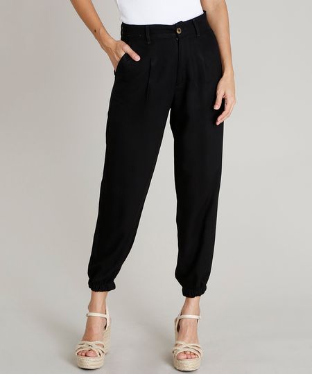 Calça Feminina Jogger Alfaiatada Preta Menor preço em Calça Feminina Jogger Alfaiatada Preta