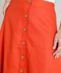 Saia-Feminina-Midi-em-Linho-com-Botoes-Laranja-9417232-Laranja_4