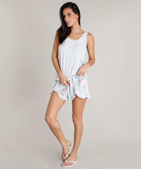 Pijama-Feminino--Happiness--com-Babado-Regata-Cinza-Mescla-Claro-9415985-Cinza_Mescla_Claro_1