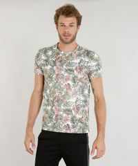 Camiseta-Masculina-Slim-Fit-Estampada-de-Folhagem-Manga-Curta-Gola-Careca-Branca-9391415-Branco_1