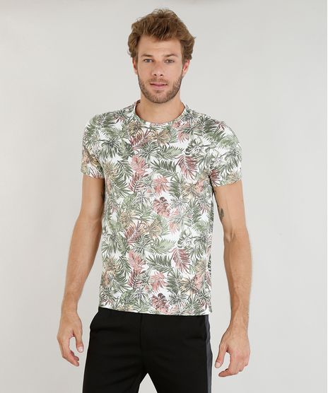 Camiseta-Masculina-Slim-Fit-Estampada-de-Folhagem-Manga-Curta-Gola-Careca-Branca-9391415-Branco_1