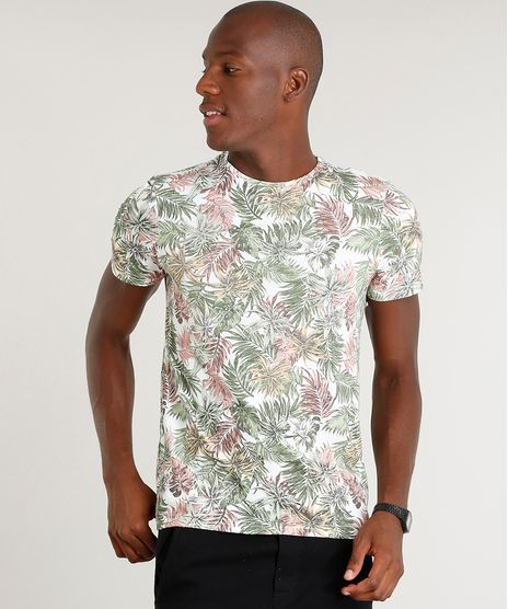 Camiseta-Masculina-Slim-Fit-Estampada-de-Folhagem-Manga-Curta-Gola-Careca-Branca-1-9391415-Branco_1_1