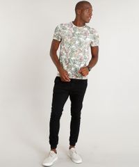 Camiseta-Masculina-Slim-Fit-Estampada-de-Folhagem-Manga-Curta-Gola-Careca-Branca-1-9391415-Branco_1_3