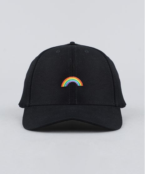 Bone-Feminino-Aba-Curva-com-Bordado-Arco-Iris-Preto-9435905-Preto_1