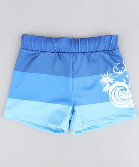 Sunga Boxer Infantil Listrada Azul Menor preço em Sunga Boxer Infantil Listrada Azul