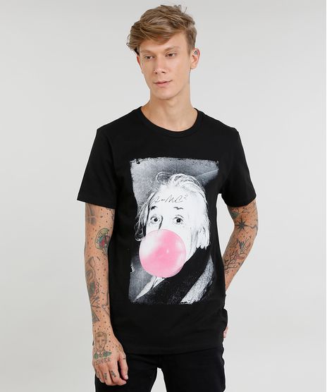 Camiseta-Masculina-Genio-com-Chiclete-Manga-Curta-Gola-Careca-Preta-9307572-Preto_1