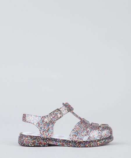 Sandália Infantil com Glitter Transparente Menor preço em Sandália Infantil com Glitter Transparente