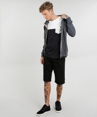 Camiseta-Masculina-com-Bolso-Estampado-de-Folhagem-Manga-Curta-Gola-Careca-Preta-Preta-9125862-Preto_3