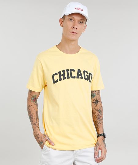 Camiseta-Masculina--Chicago--Manga-Curta-Gola-Careca-Amarela-9307567-Amarelo_1