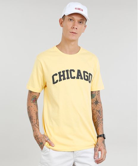 Camiseta-Masculina--Chicago--Manga-Curta-Gola-Careca-Amarela-9307567-Amarelo_1