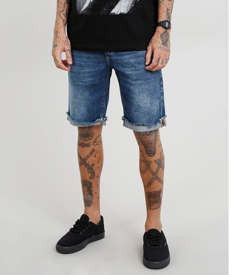 Bermuda-Jeans-Masculina-Slim-com-Barra-Desfiada-Azul-Escuro-9461776-Azul_Escuro_1
