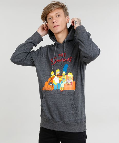 Blusao-Masculino-Os-Simpsons-em-Moletom-com-Capuz-Cinza-Mescla-Escuro-9340171-Cinza_Mescla_Escuro_1