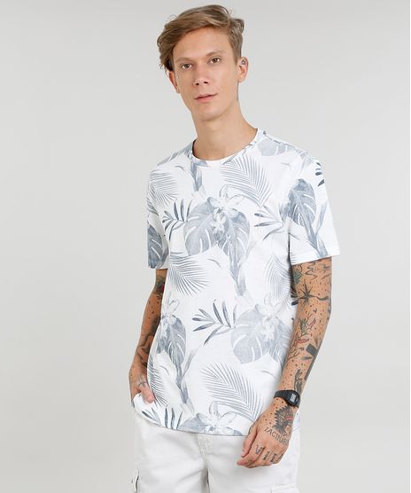 Camiseta-Masculina-Estampada-de-Folhagem-Manga-Curta-Gola-Careca-Off-White-9440764-Off_White_1