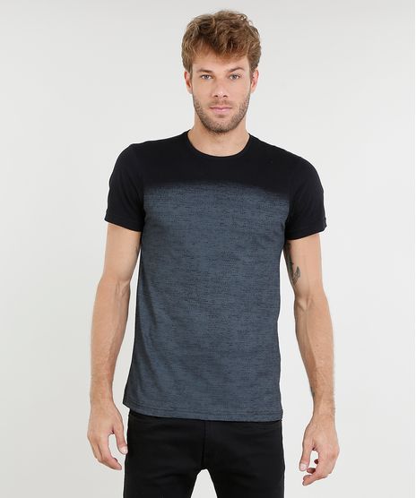 Camiseta-Masculina-Slim-Fit-com-Estampa-Degrade-Manga-Curta-Gola-Careca-Preta-9197266-Preto_1