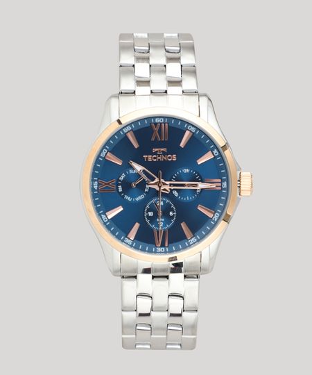 Relógio Analógico Technos Masculino - 6P29AJX1A Prateado - Único Menor preço em Relógio Analógico Technos Masculino - 6P29AJX1A Prateado - Único