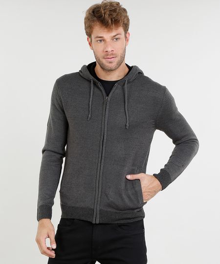 Blusao-Masculino-em-Trico-com-Capuz-e-Bolsos-Chumbo-9338598-Chumbo_1