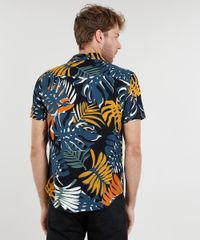 Camisa-Masculina-Estampada-de-Folhagem-Manga-Curta-Preta-9417128-Preto_2