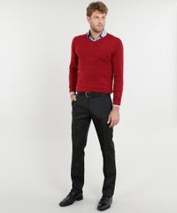 Sueter-Masculino-Basico-em-Trico-Gola-V-Vinho-9345315-Vinho_3