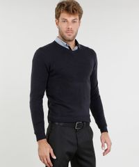 Sueter-Masculino-Basico-em-Trico-Gola-V-Azul-Marinho-9345315-Azul_Marinho_1