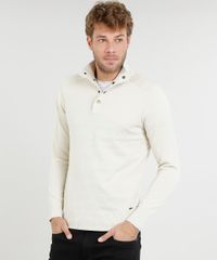 Sueter-Masculino-em-Trico-com-Botoes-Manga-Longa-Bege-Claro-8850256-Bege_Claro_1