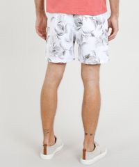Short-Masculino-Estampado-de-Folhagem-com-Bolsos-Branco-9439738-Branco_4