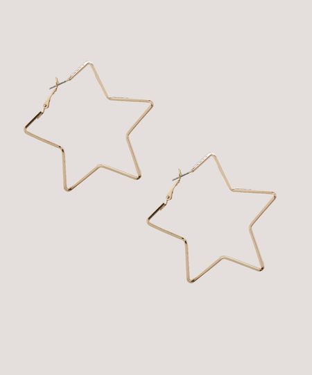 Brinco Feminino de Argola Estrela Dourado - Único Menor preço em Brinco Feminino de Argola Estrela Dourado - Único