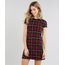 Vestido-Feminino-Curto-Estampado-Xadrez-Manga-Curta-Preto-9464751-Preto_1