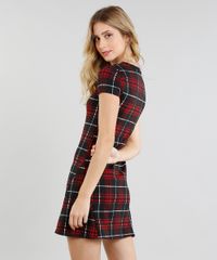 Vestido-Feminino-Curto-Estampado-Xadrez-Manga-Curta-Preto-9464751-Preto_2
