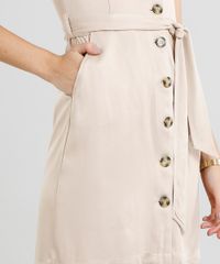 Vestido-Feminino-Curto-com-Botoes-e-Faixa-para-Amarrar-Bege-9366628-Bege_4