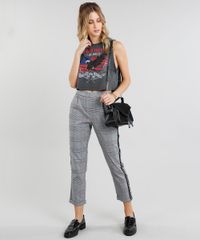 Calca-Feminina-Jogger-Estampada-Xadrez-com-Faixa-Lateral-Preta-9367488-Preto_3
