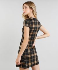 Vestido-Feminino-Curto-Estampado-Xadrez-Manga-Curta-Preto-9464745-Preto_2