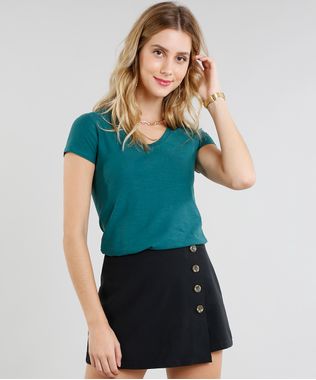 Blusa-Feminina-Basica-Flame-Decote-V-Manga-Curta-Verde-1-8525926-Verde_1_1