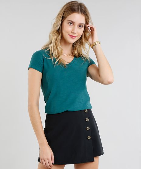 Blusa-Feminina-Basica-Flame-Decote-V-Manga-Curta-Verde-1-8525926-Verde_1_1