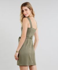 Vestido-Feminino-Curto-com-Botoes-e-Faixa-para-Amarrar-Verde-Militar-9366628-Verde_Militar_2