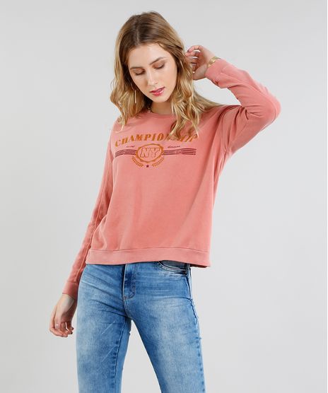 Blusao-Feminino-em-Moletom--Championship--Decote-Redondo-Coral-9425880-Coral_1