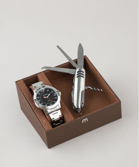 Kit-de-Relogio-Analogico-Mondaine-Masculino---Canivete---99361G0MVNE1K-Prateado-9252046-Prateado_1