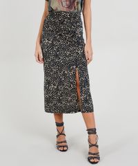 Saia-Midi-Feminina-Mindset-Estampada-Animal-Print-com-Fenda-Preta-9522517-Preto_1