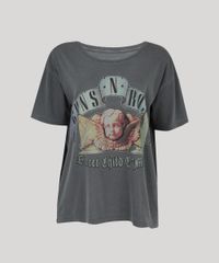 T-Shirt-Feminina-Mindset-Guns-N--Roses-Oversized-Manga-Curta-Chumbo-9479528-Chumbo_5