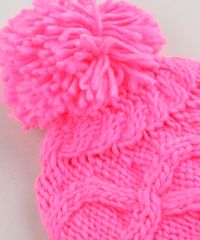 Gorro-Infantil-em-Trico-com-Pompom-Rosa-Neon-9358520-Rosa_Neon_4