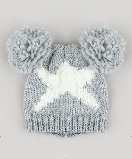 Gorro-Infantil-Estrela-em-Trico-com-Lurex-e-Pompons-Cinza-9358519-Cinza_1 Gorro-Infantil-Estrela-em-Trico-com-Lurex-e-Pompons-Cinza-9358519-Cinza_1