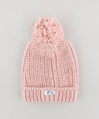 Gorro-Infantil-em-Trico-com-Pompom-Rose-9358518-Rose_1