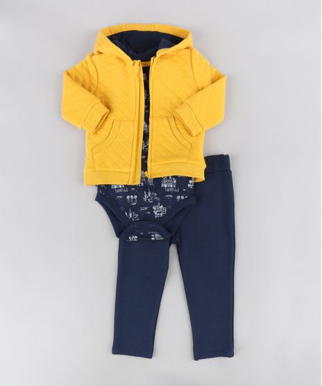 Conjunto-Infantil-de-Blusao-com-Capuz-Amarelo---Body-Estampado-Manga-Longa---Calca-em-Moletom-Azul-Marinho-9205051-Azul_Marinho_1
