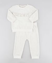 Conjunto-Infantil-de-Blusao-com-Babado---Calca-em-Plush-Bege-Claro-9205045-Bege_Claro_1