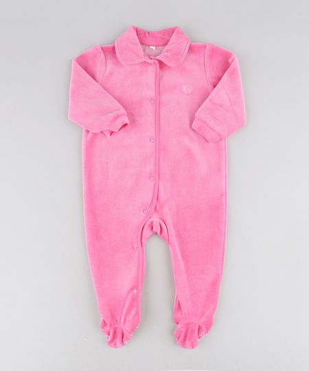 Macacão Infantil em Plush Manga Longa Pink Menor preço em Macacão Infantil em Plush Manga Longa Pink