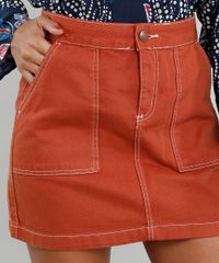 Saia-de-Sarja-Feminina-com-Pespontos-Contrastantes-Laranja-9453694-Laranja_4