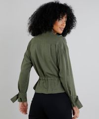 Jaqueta-Feminina-em-Linho-com-Bolsos-Verde-Militar-9356341-Verde_Militar_2