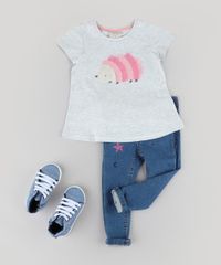 Blusa-Infantil-Porco-Espinho-com-Franjas-Manga-Curta-Decote-Redondo-Cinza-Mescla-Claro-9471145-Cinza_Mescla_Claro_3