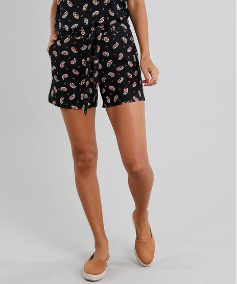 Short-Feminino-Estampado-Paisley-em-Linho-com-Faixa-Preto-9378598-Preto_1