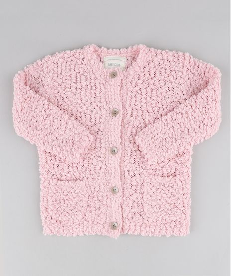 Cardigan-Infantil-com-Bolsos-em-Trico-Texturizado-Rosa-9345924-Rosa_1